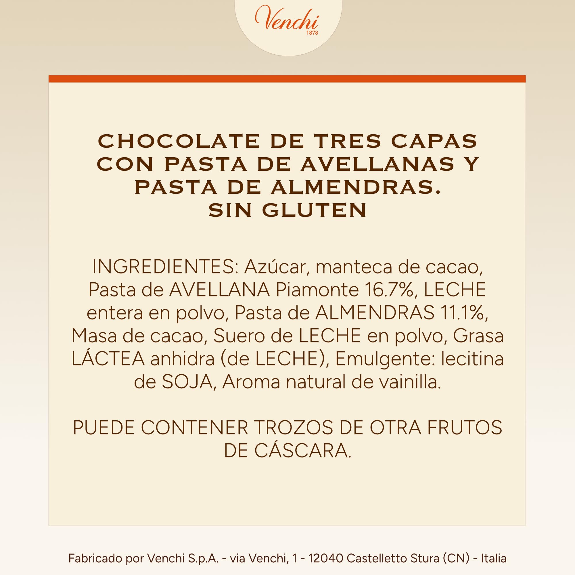 Venchi - Cremini 1878, Bombones de Triple Capa con exclusivamente Pasta de “Avellana Piamonte IGP” y Almendra, 1 kg, Sin Gluten, Sin Colorantes y Sin Conservantes