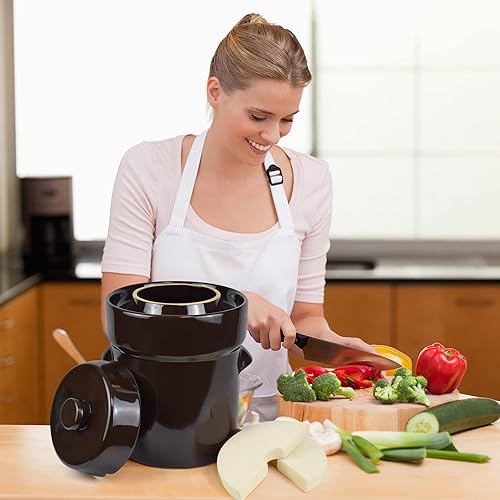 Miniatura 7 de Fermentation Crock Jar 10 litros2.6 galones  Olla de gres para fermentación, decapado de kimchi, encurtidos, verduras, kombucha  fermentador