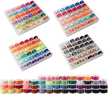 144 Colors Polyester Prewound Bobbin Thread, Size A/Class 15, 36x4 Boxes | Wide assorted color range,Essential shades for complex craft matching