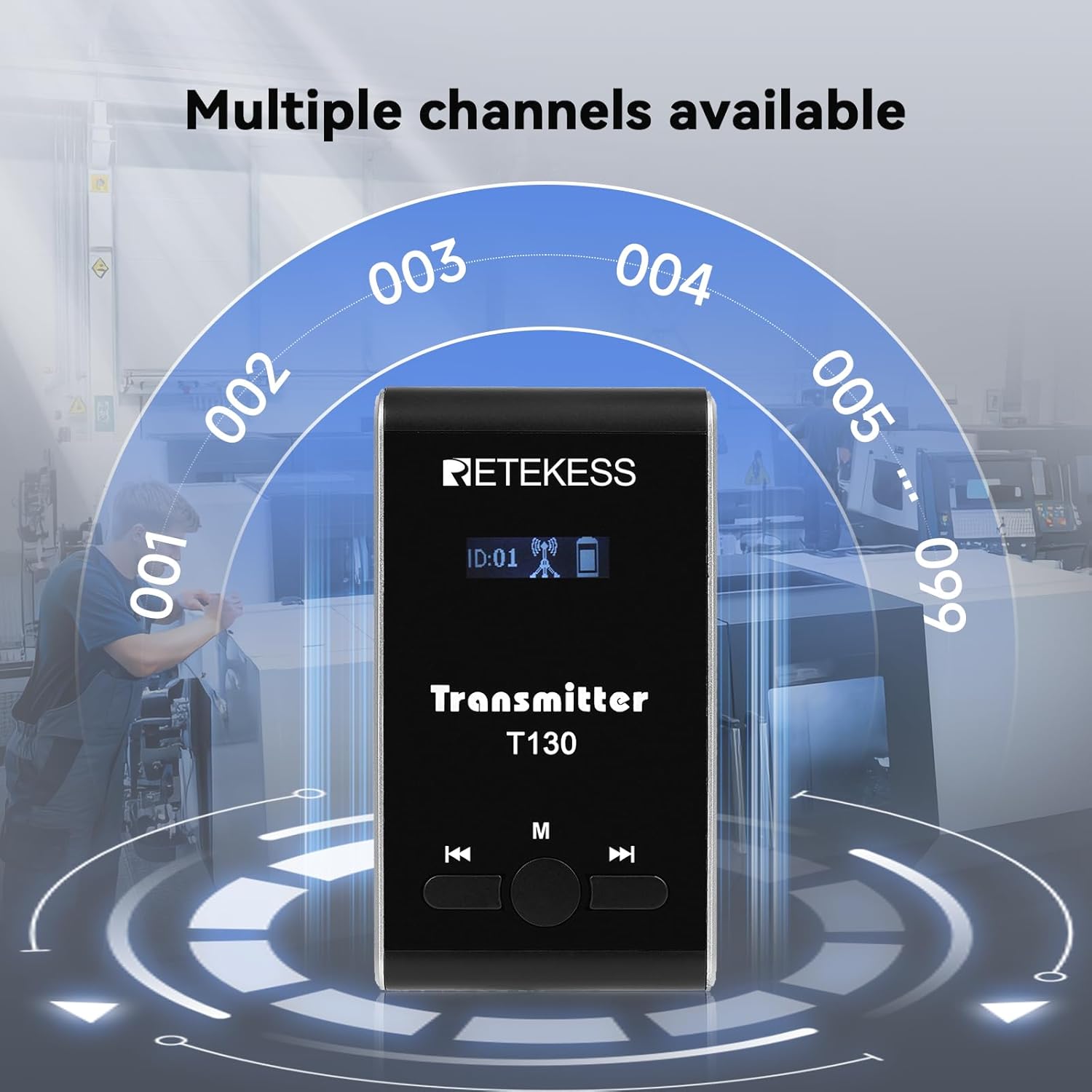 Retekess T130 Tour Guide Headsets,Tour Guide System with Over Ear Headphone,Classic Style, Easy to Use, Assistive Listening Devices for Simultaneous Interpretation, Factory, School (2 TX 20 RX)