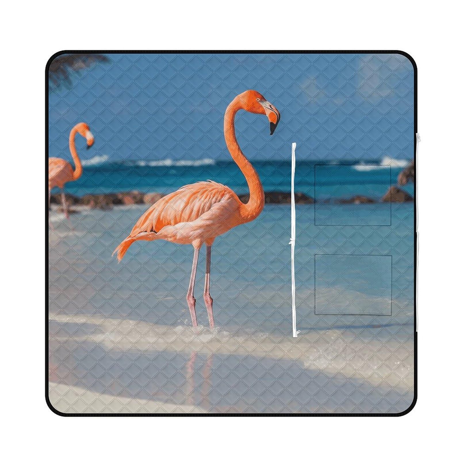 Tapis de pique-nique imprimé flamant rose et pliable pour la plage et l'intérieur