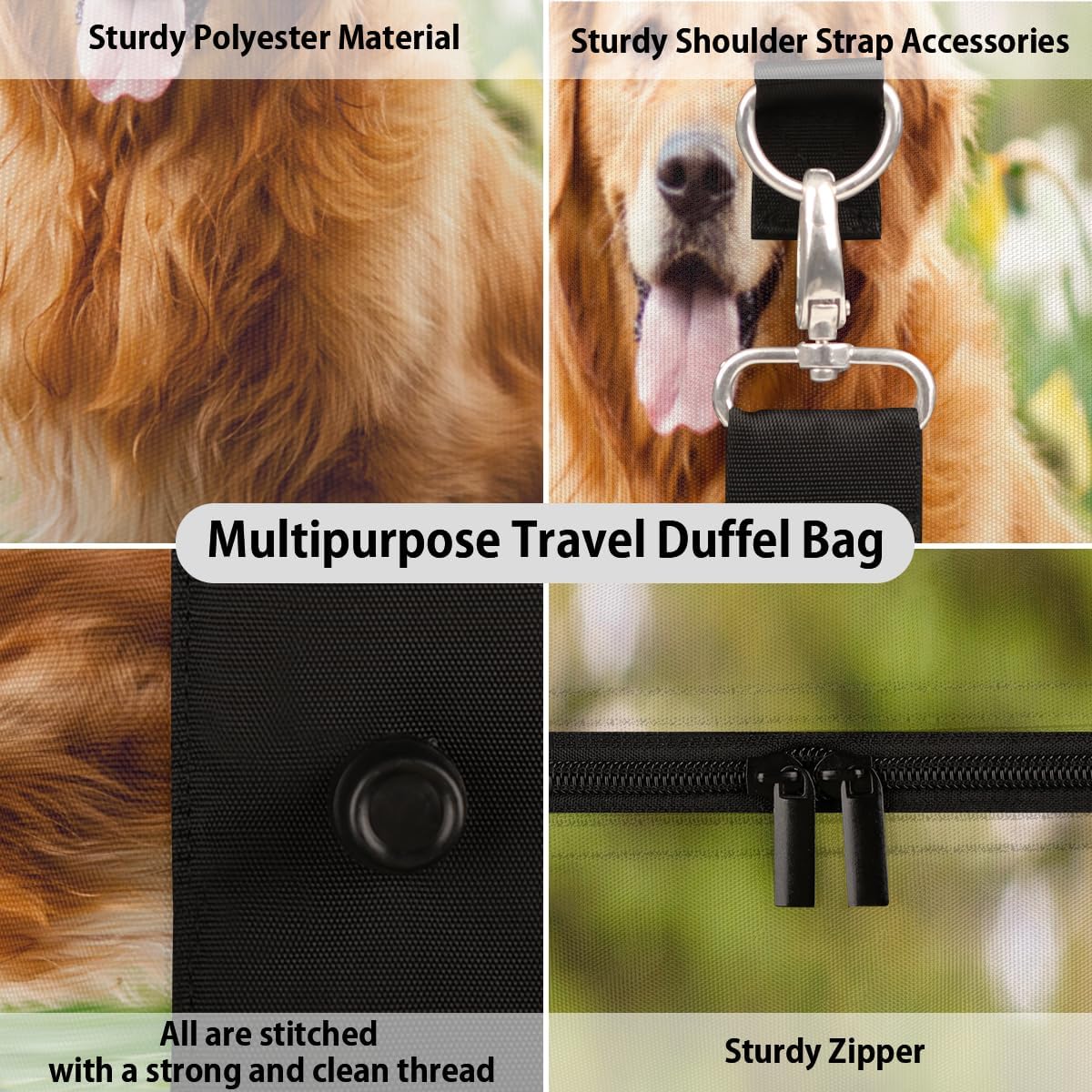 Flower Dog Travel Duffel Bag for Women Men Large Capacity Overnight Weekender Bags for Lightweight Waterproof Sport Gym Bag for Workout Yoga Swim