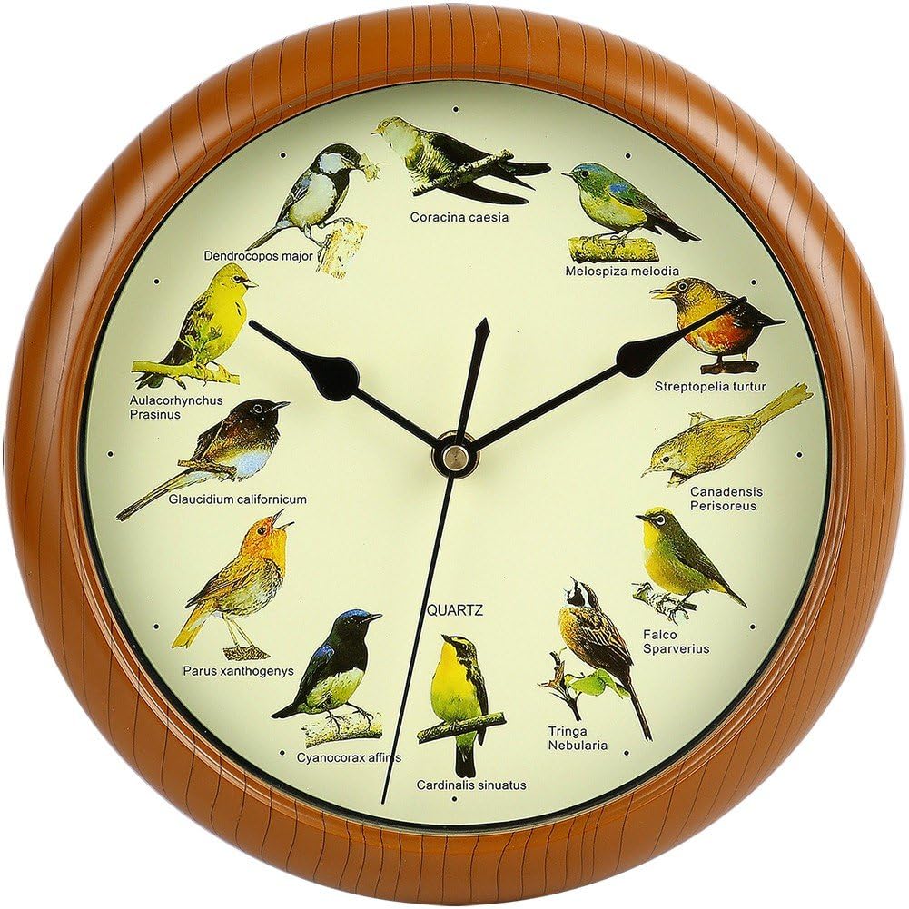 Horloge murale d'oiseau chantant sans tic-tac coucou moderne