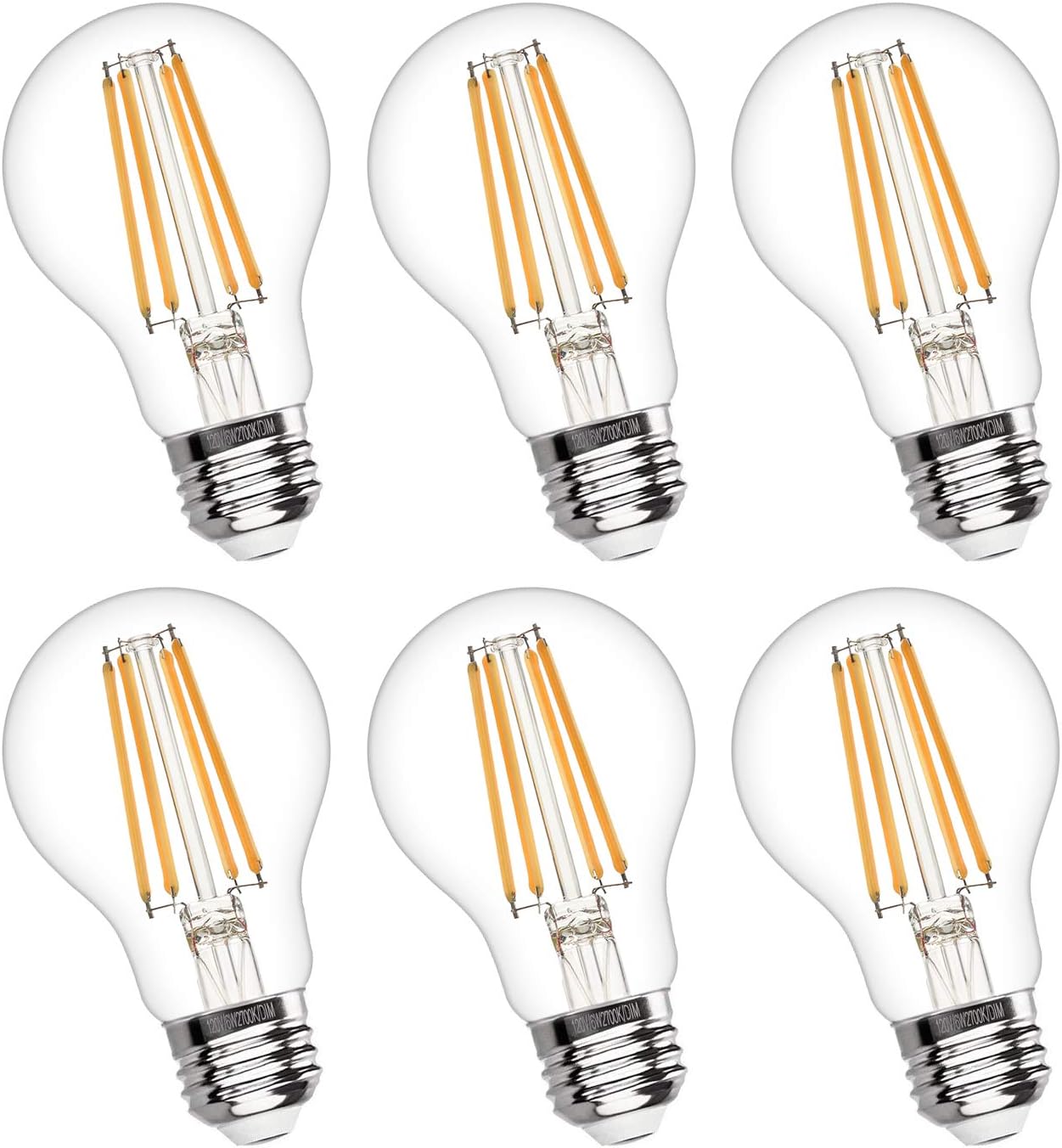 Boncoo Vintage LED Edison Bulb Dimmable 6W A19 LED Light Bulbs 2700K