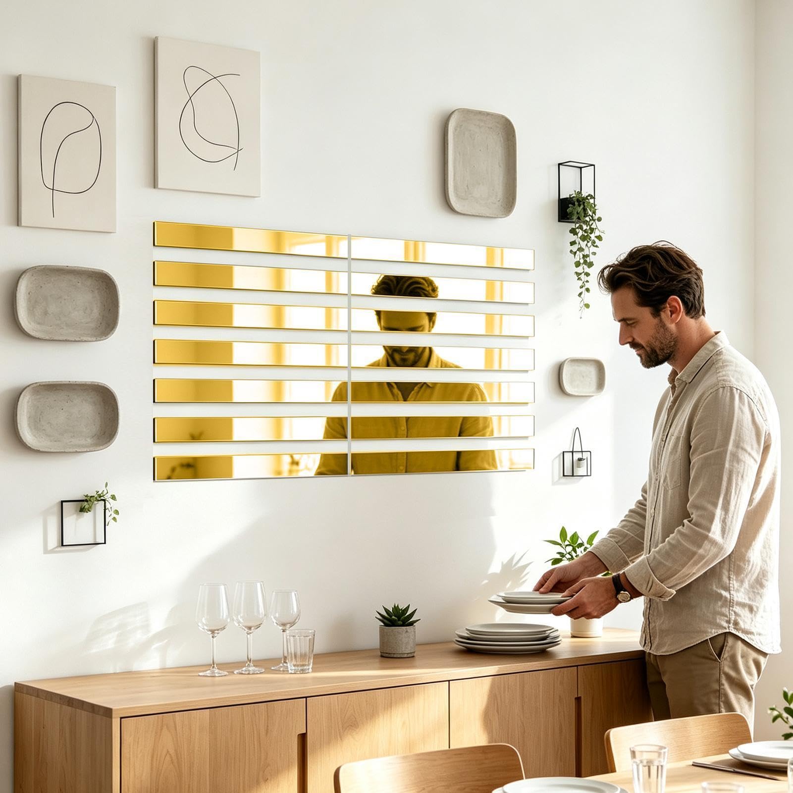 Specchio acrilico infrangibile decorativo flessibile a righe design