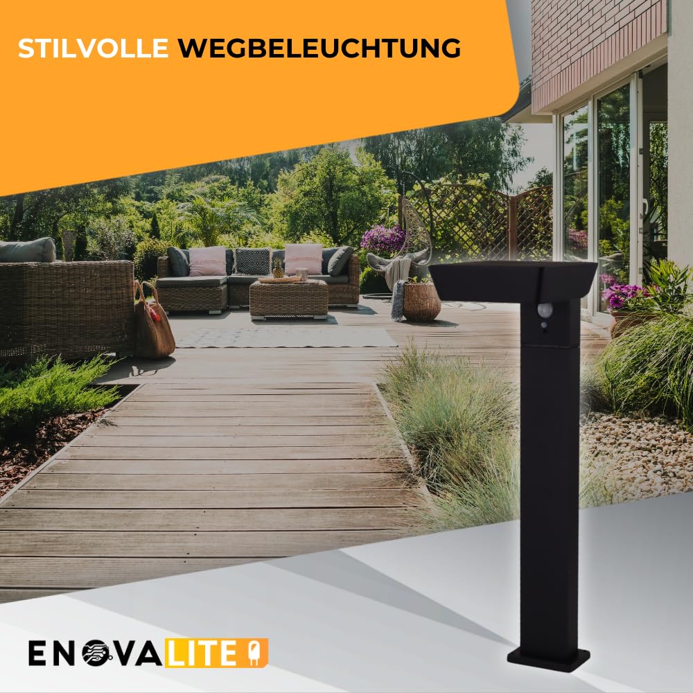 4er Set Solar Wegeleuchte mit Bewegungsmelder - 3 Lichtmodi - 3000K Warmweiß - IP54 wetterfest - Aluminium - eckige LED Außenleuchte Pollerleuchte Garten Terrasse