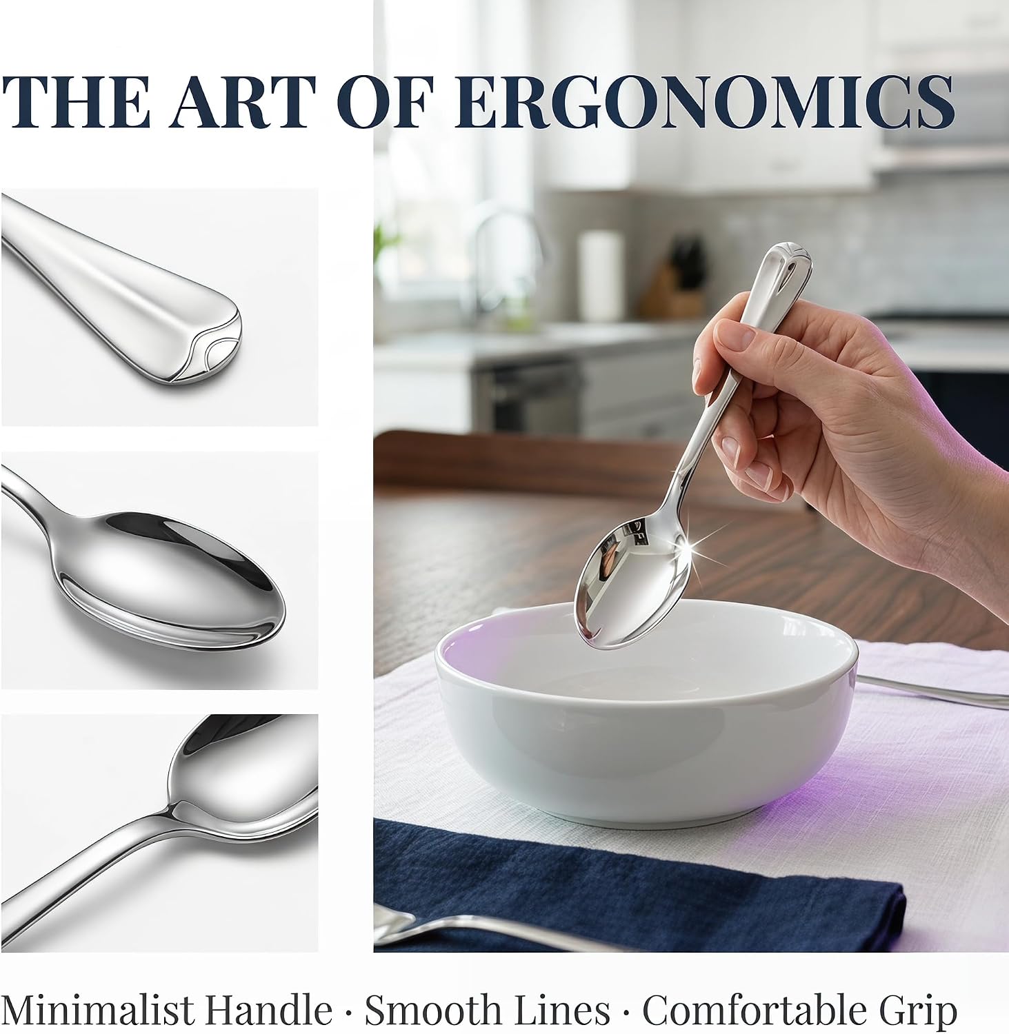 GoGeiLi Stainless Steel Teaspoons Set, 6.5 Inch, Mirror Polished