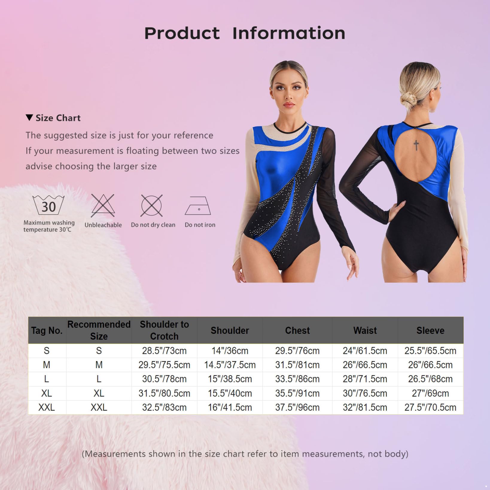 Leotardo Ballet Manga Larga Mujer Maillot Danza Gimnasia Patinaje Artistico Competición Jumpsuit Deportivo