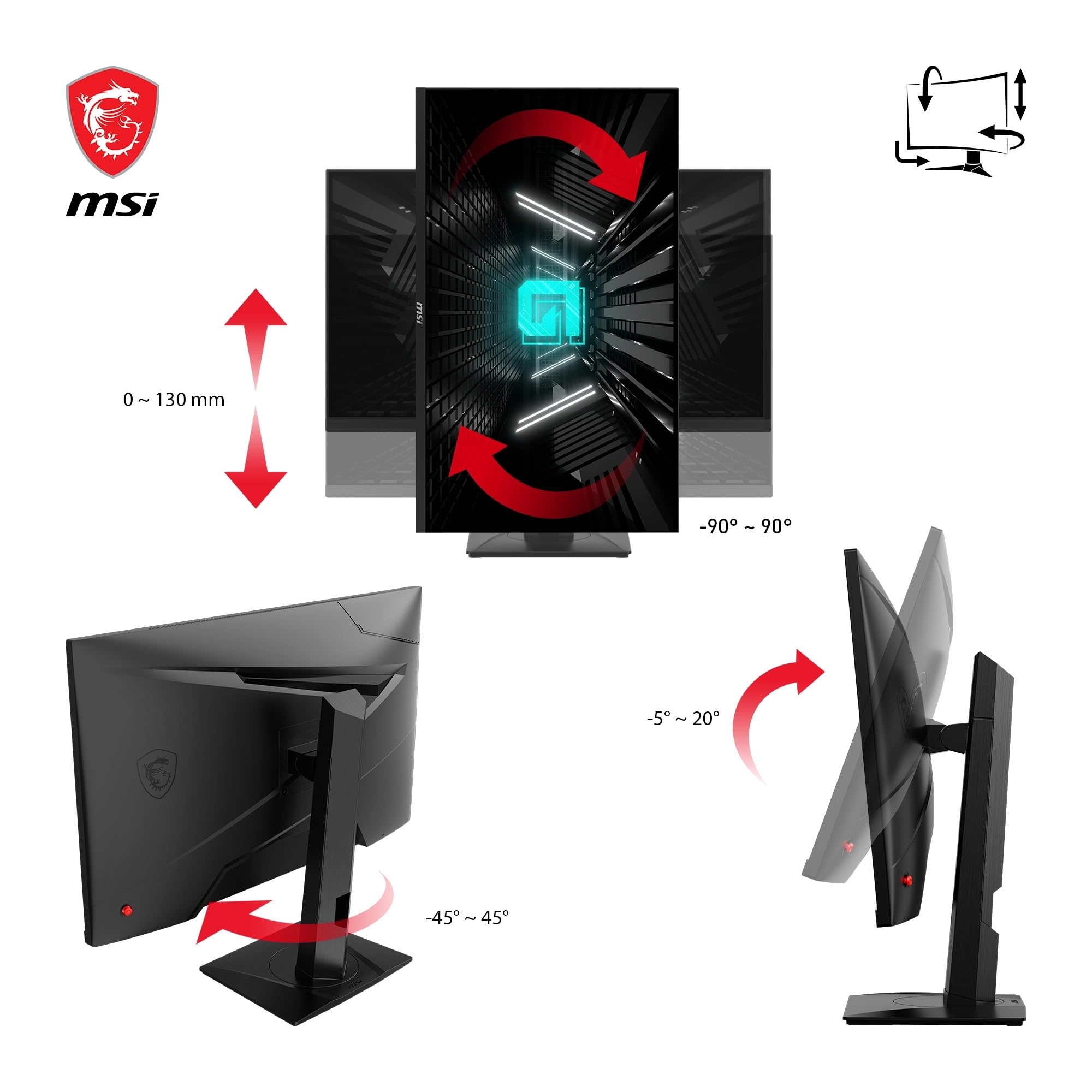 MSI G274QPX Monitor Gaming da 27" WQHD - Pannello Rapid IPS (2560 x 1440), 240 Hz / 1ms GtG, Gamut di Colori 98% DCI-P3, HDR 400, Type-C PD 65W, Compatibile con G-SYNC - DP 1.4a, HDMI 2.0b CEC