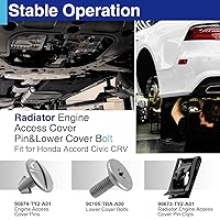 Vista 5 de Kit de tornillos de pasador de cubierta inferior del motor, 90674/90673-TY2-A01 90105-TBA-A00 pernos de protección contra salpicaduras y sujetadores
