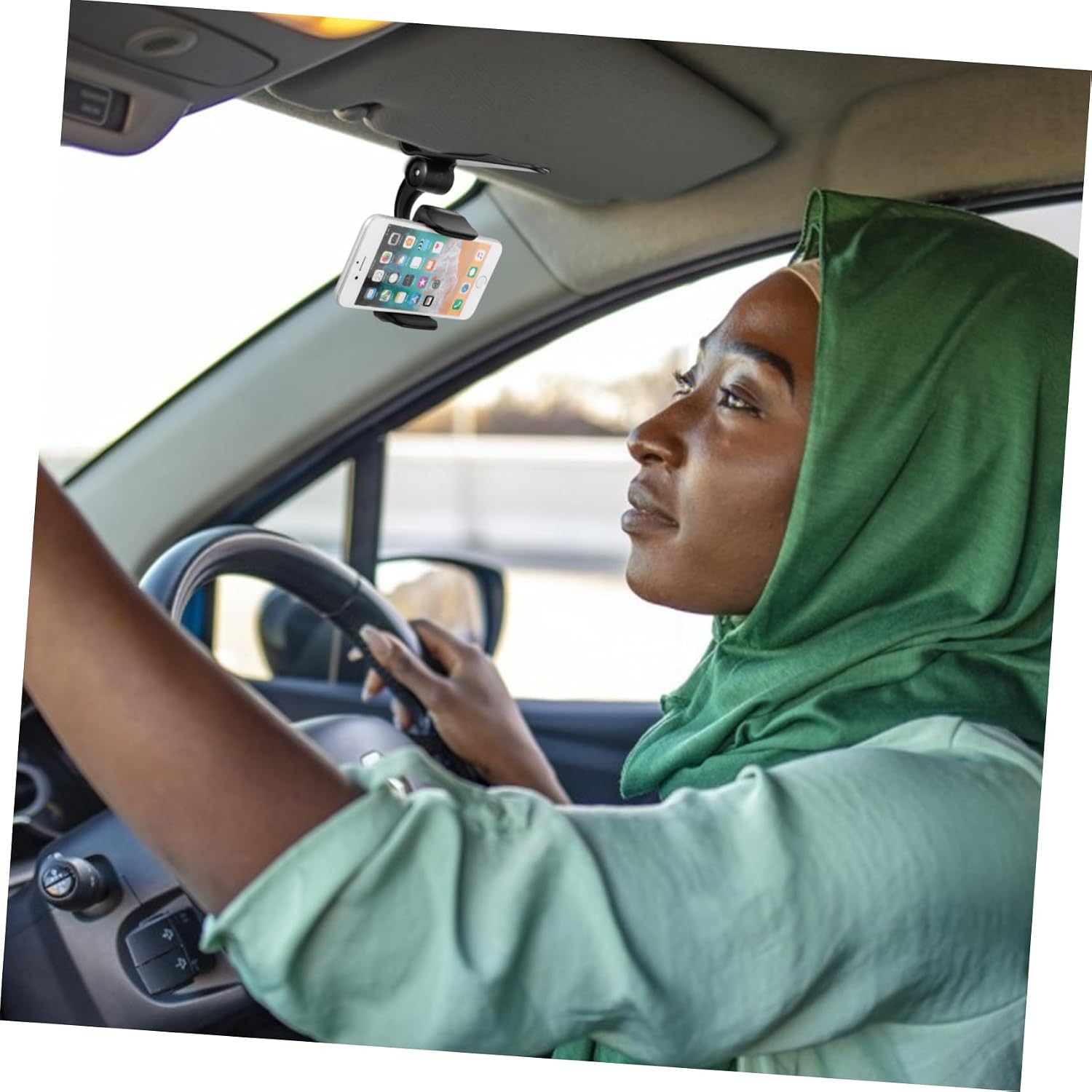 Mikinona Car Phone Holder Multifunctional Sun Visor Mount Stand Rotating Phone Bracket for Car Universal Mobile Phone Holder for Dash Rearview Mirror image 3