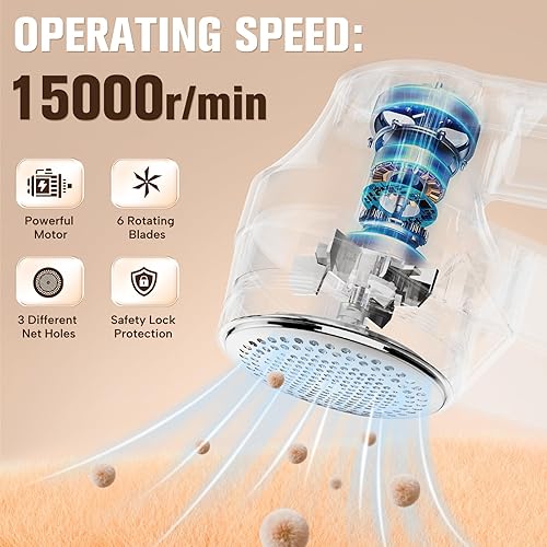 Miniatura 6 de DBC Quitapelusas de tela con motor potente de 15000 rmin, pantalla LED, 3 velocidades, cuchillas de 6 hojas, cabezal de afeitado grande removedor de