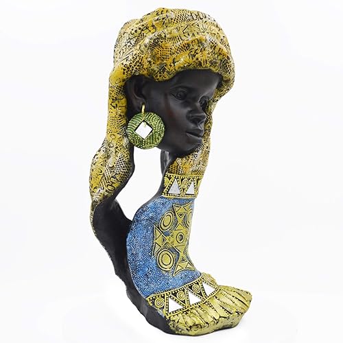 Miniatura 6 de Rockin Estatua africana novedosa para decoración del hogar, estatuas abstractas creativas únicas y esculturas coleccionables (amarillo) Marrón