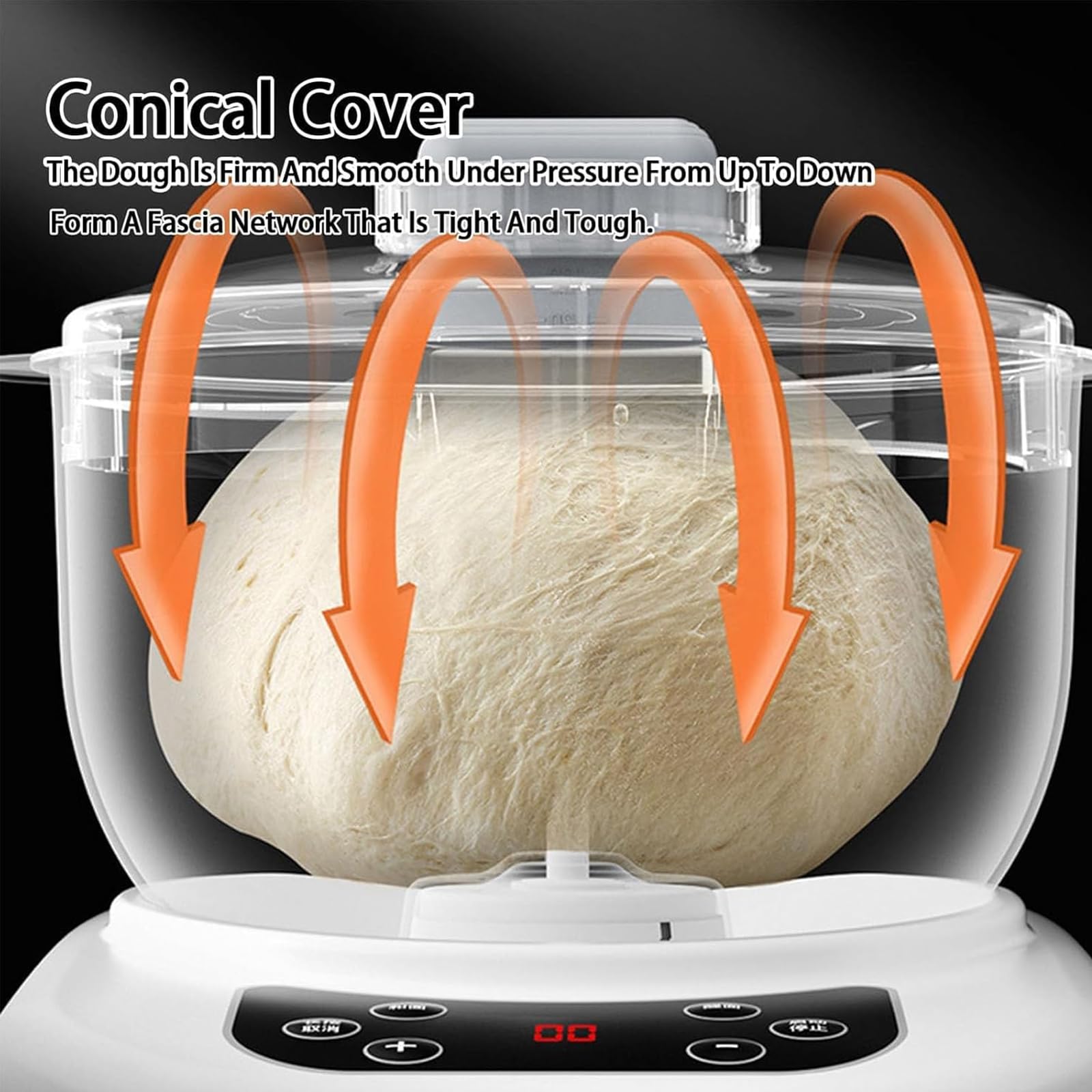 Impastatrice Elettrica con Funzione di Fermentazione, Macchina Automatica per Impastare, Design a Parte e Misurino, Planetaria per la Pasticceria in Casa 7L