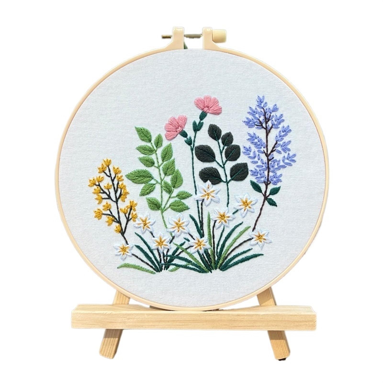 LKLNKVL embroidery, Embroidery Kit， Mbroidery Kit For Beginners Adults, Beginner(Color 08,With hoop(plastic))
