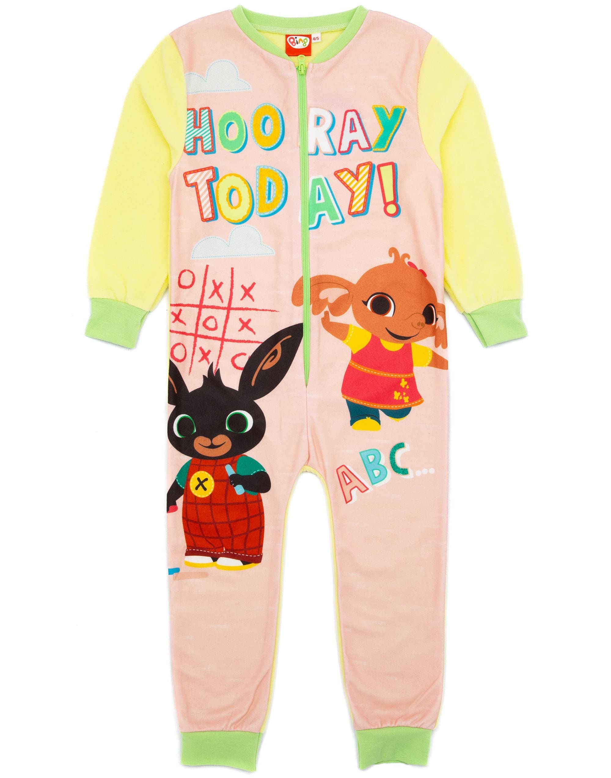 Bing Bunny Girls Yellow Onesie | All In One Fleece Loungewear | Character Sula | Kids Pyjama PJs Sleepsuit Nightwear | Cosy Gift Merchandise - 4-5 Years