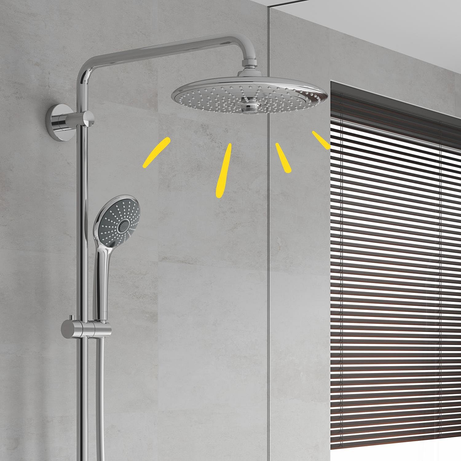 GROHE Douche de tête Vitalio Joy 260, 3 jets, raccords filetés 1/2", douche ronde 260mm, douche de tête pivotable, installation et nettoyage rapide, économie d'eau, chromé, 26462000 (Import Allemagne)