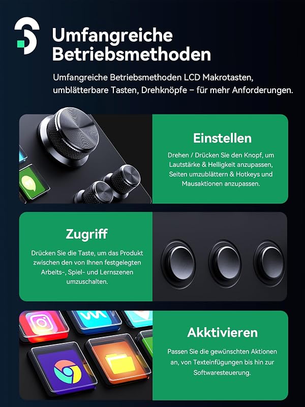 SOOMFON Stream Controller Deck SE fekete, 6 LCD makró gomb, OBS Twitch YouTube streaming