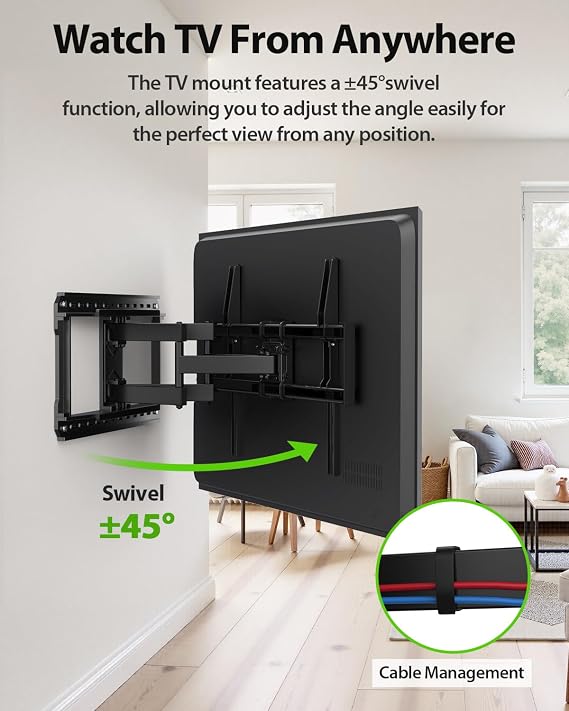 USX MOUNT Full Motion TV Wall Mount for Large TVs 42-97 Inch up to 150 lbs, Wall Mount TV Bracket with Swivel and Tilt, Fits 16,18, 24 Wood Studs, Max VESA 600x400mm Fit 65+ 75+ 85 86 90 TVs XML925