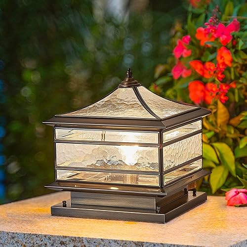 Miniatura 5 de Luces de poste al aire libre, faro de columna de cobre nuevo chino al aire libre impermeable columna faro hogar jardín luz de pared Villa puerta