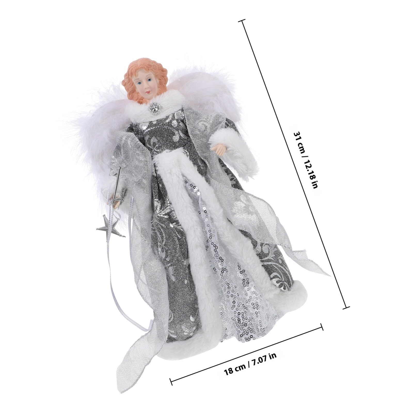Didiseaon Adorno para Árbol de Navidad Figura de Ángel de Tela Plata, Decoración Encantadora y Pequeña para Crear Ambiente Navideño en Fiestas