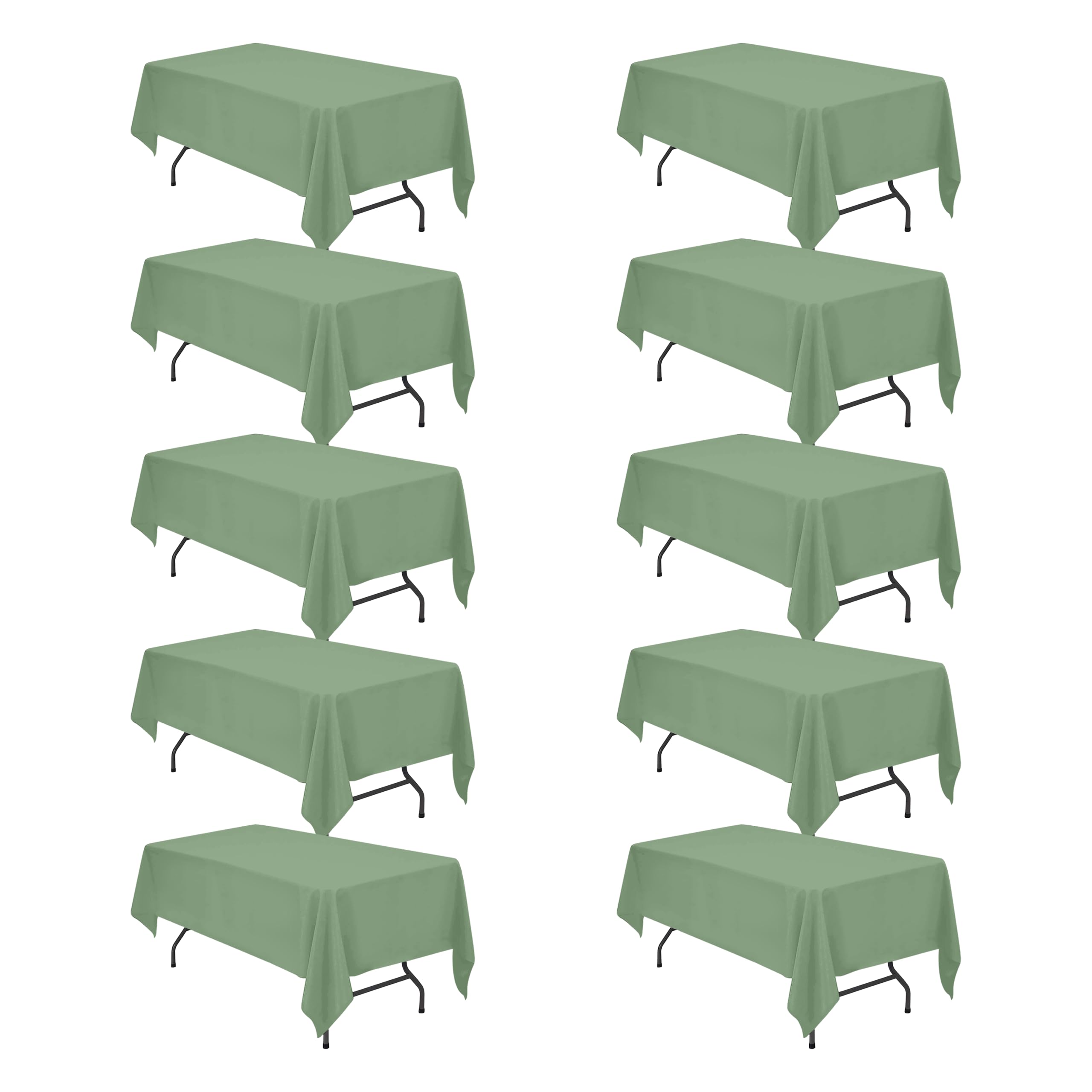 BRILLMAX 10 Pack Sage Green Tablecloths for 6 Foot Rectangle Tables 60 x 102 Inch - 6ft Rectangular Bulk Linen Polyester Fabric Washable Cloth Cover