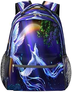 Mochilas de viagem para laptop para mulheres e homens, estampa de lua fênix, mochilas escolares leves e duráveis para adolescentes meninas/meninos, mochila casual para viajar, acampar, caminhar, Multicor, Medium, Mochilas Daypack
