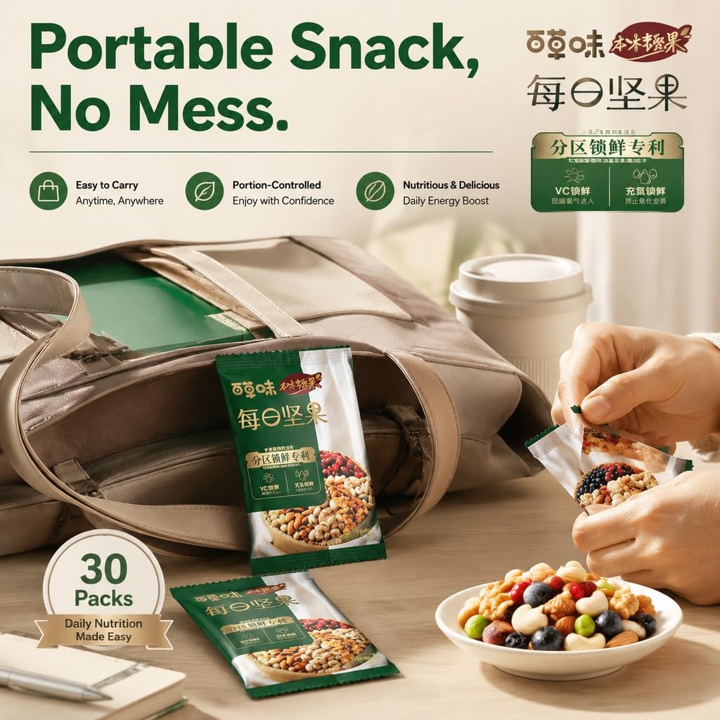 Snack Diario De Frutos Secos Y, 750 G (30 Paquetes) | 5 Nueces + 2 Frutas | Bocadillos Resellables, Frescos, Portátiles Que No Ensucian For Adultos