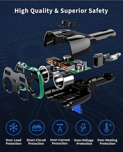 Miniatura 4 de 【Actualizado 2025】Divisor de Encendedor de Cigarrillos, Adaptador de Encendedor de Cigarrillos SUPERONE de 180W con 2 Toma y Cargador de Coche USB C