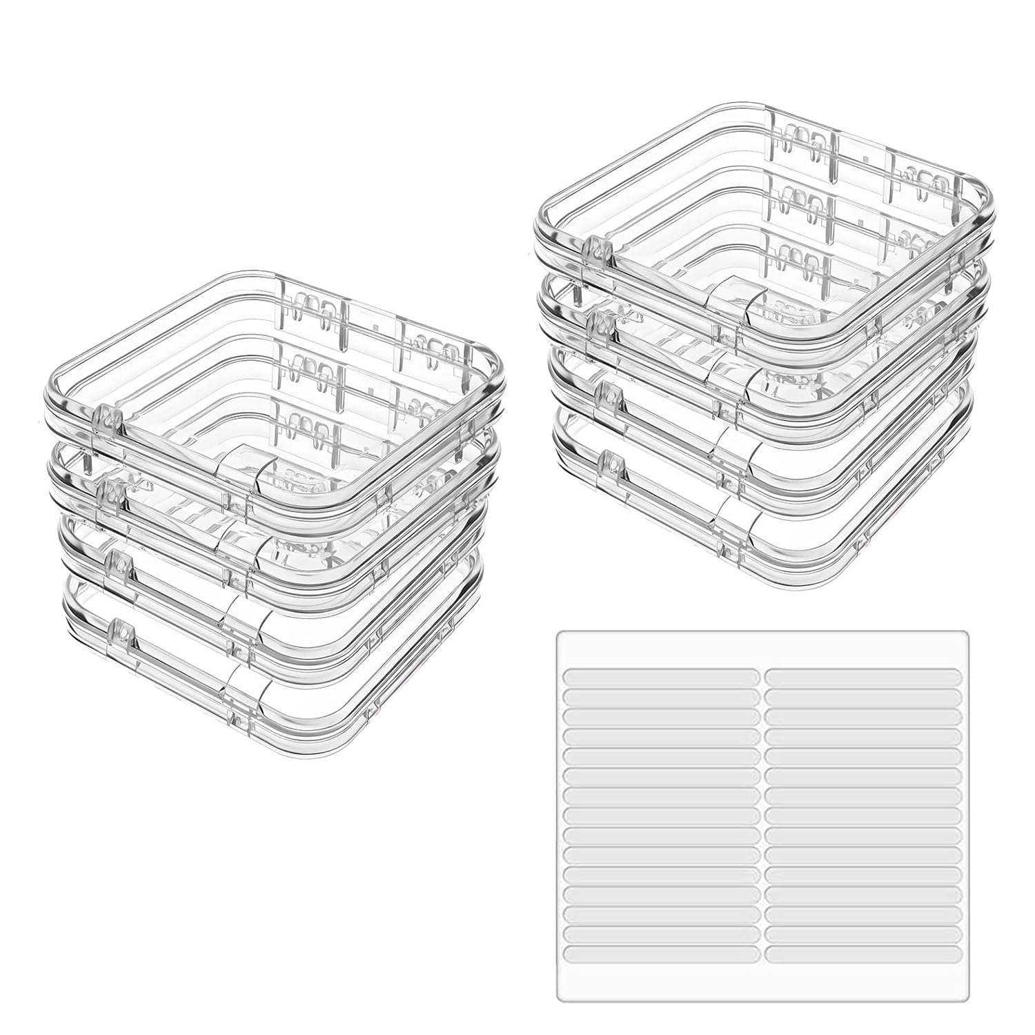 8 Pièces Boîtes de Rangement pour Ongles, avec 30 Rubans Adhésifs Double Face, Boîte Rangement Transparente, Présentoir pour Presse à Ongles, pour Nail Art Portable