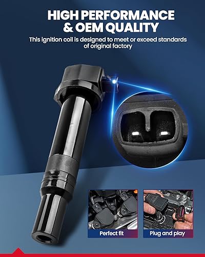 Vista 191 de KAX 4 paquetes de bobinas de encendido UF652 para Hyundai Accent 2012-2021, Kia Soul 1.6L, 2012-2019 Rio, 2012-2017 Veloster repuesto para UF652