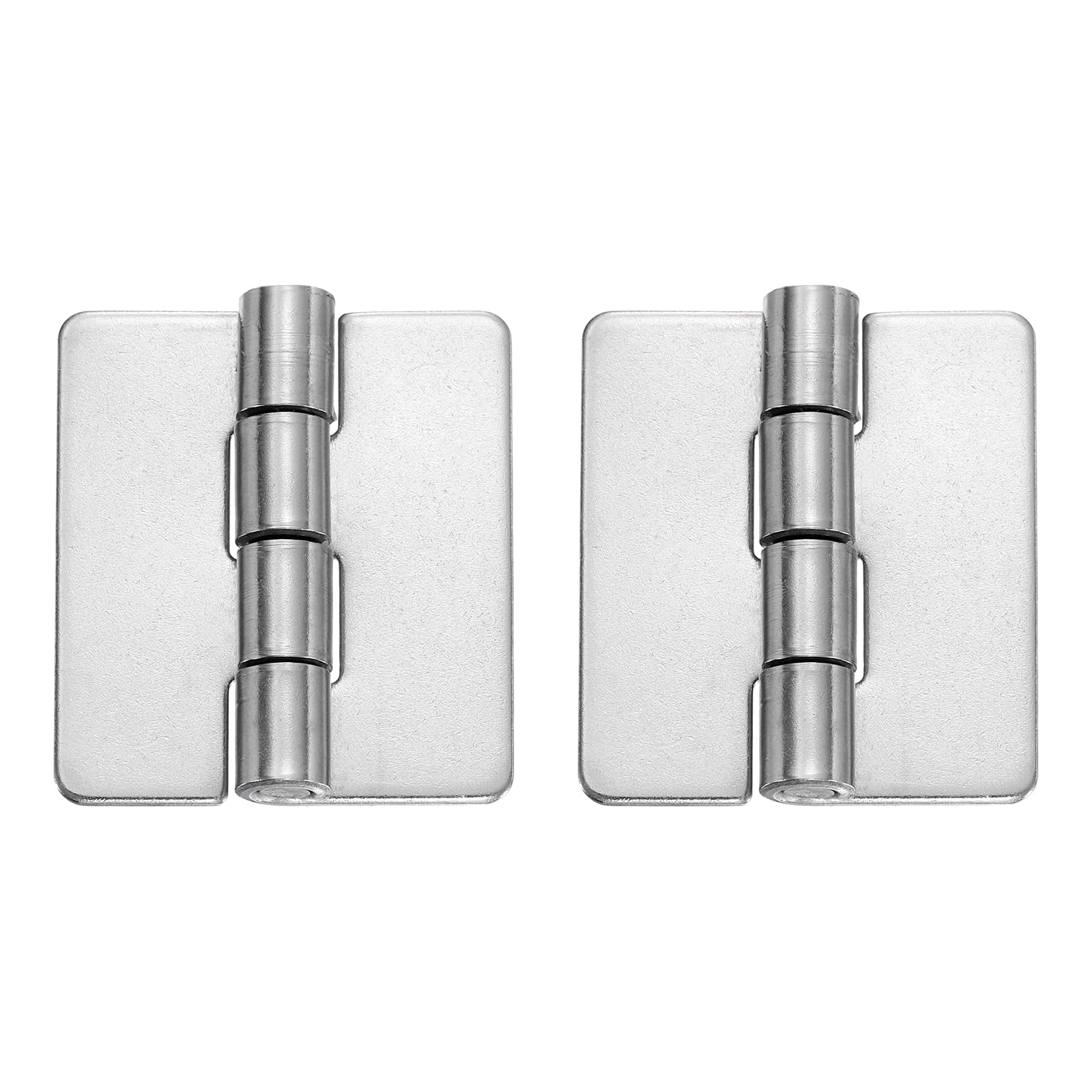 sourcing map 2 Pack Heavy Duty Weldable Hinges, 2" x 1.73" x 0.08" Weld on Butt Hinge 304 Stainless Steel Folding Metal Gate Hinges for Trailer Doors, Silver