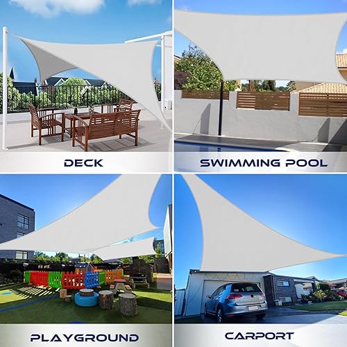 Miniatura 2 de Windscreen4less Toldo rectangular impermeable de 10 x 13 pies con bloqueo UV para patio trasero, terraza, balcón, pérgola, jardín (gris claro)