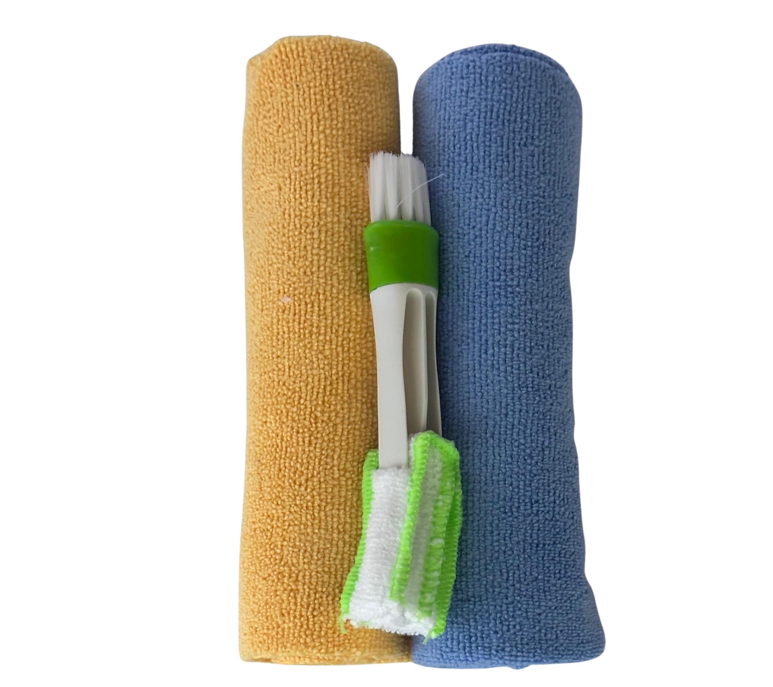 Smart 3-PCS Microfiber Car Wash Drying Towel With Air-Conditioner Brush (40x40CM)-400GSM Multicolor Ultra-Plush Premium Quality Auto Detailing Towel Professional Grade-No streaks-No Scratches