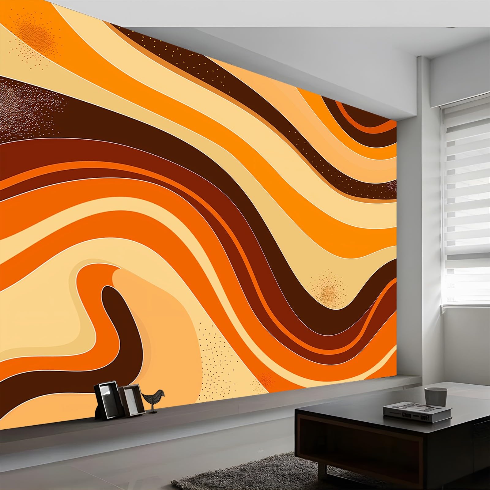 3D Wall Mural Marble Stripe Wave Print Photo Wallpaper, Luxury Non-Woven Wall Mural Decoration Poster Picture Design Modern 200 x 140 cm (W x H) Mural for Living Room Kids Bedroom