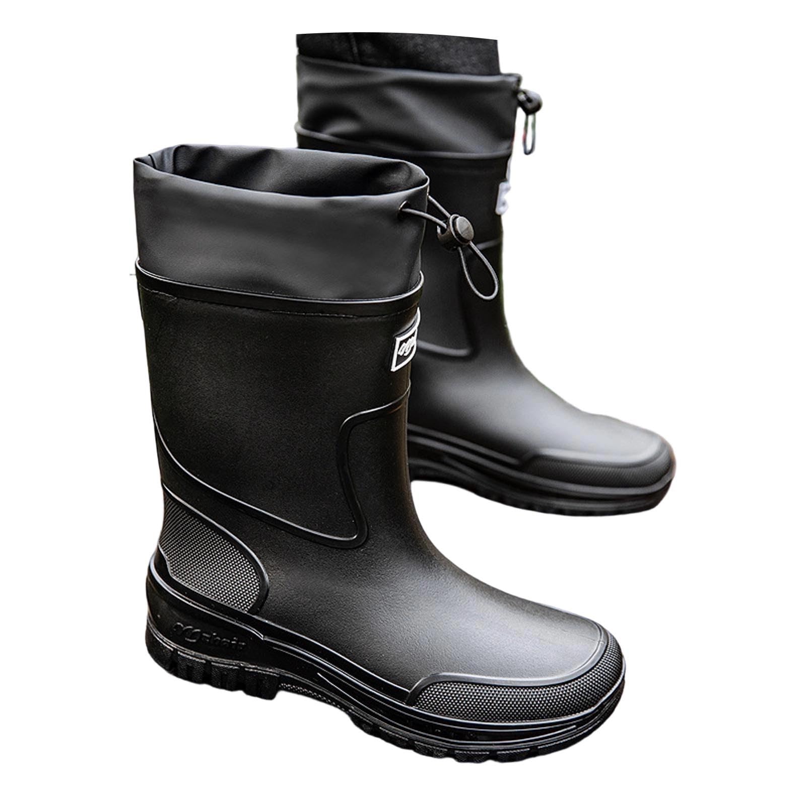 Halbe Regenstiefel Herren Halbhoch Gummistiefel Männer Jagd Gummi Stiefel Men Mit Verstellbarer Kordelzug Faltbar Hoch Gummistiefel Wasserstiefel Schlicht Stiefel Angeln Wander Gartenstiefel 1