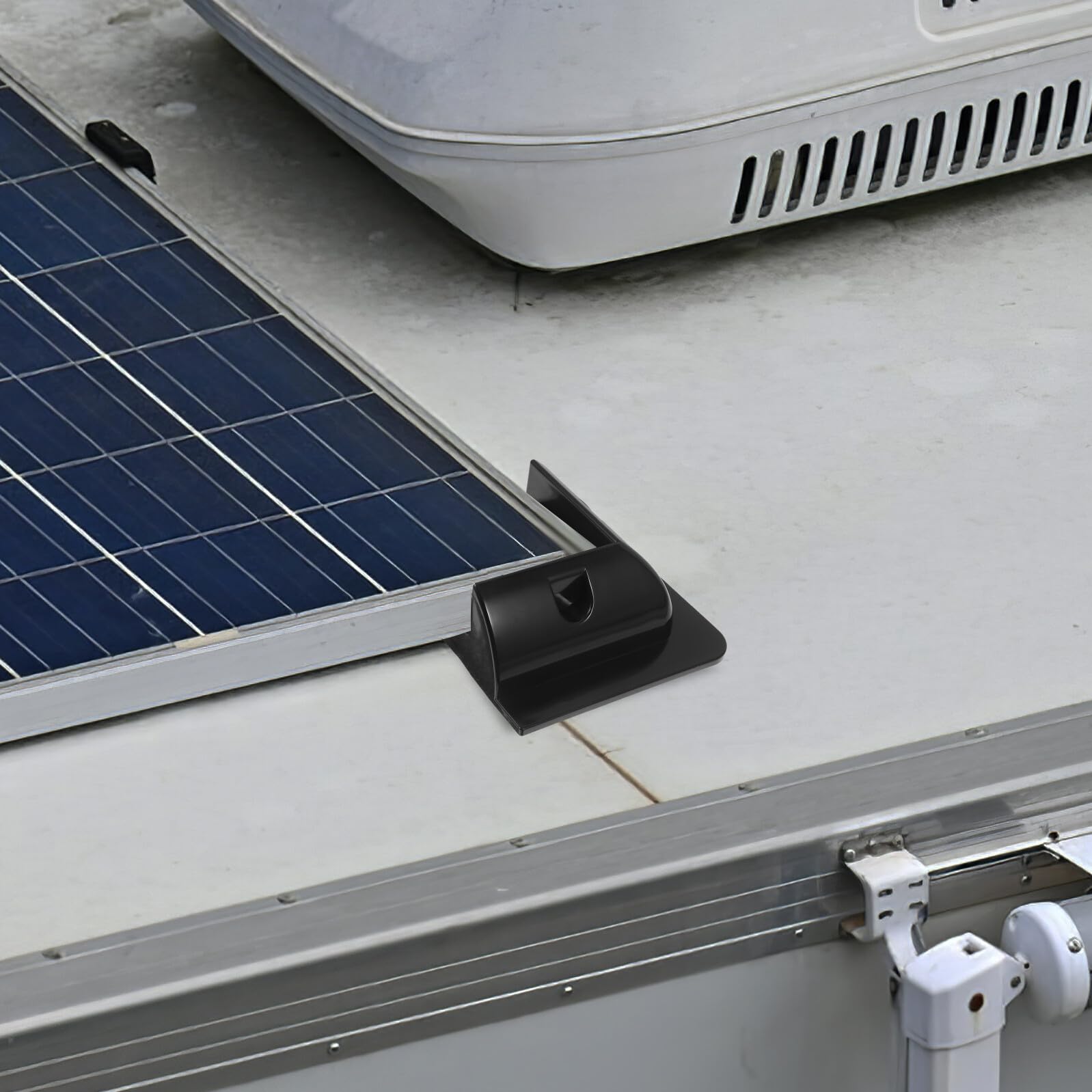 Soporte para Panel Solar Rv sin Taladro Montaje Fácil con Estructura Ventilada Resistente y Seguro Kit para Caravanas y Color Negro