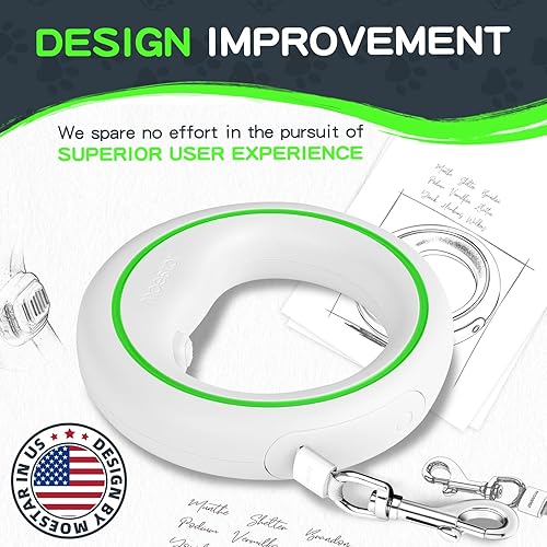 Miniatura 6 de UFO - Correa retráctil para perro, manos libres, con soporte para bolsa de excrementos, bloqueo de pausa de freno con una sola mano, sin enredos de