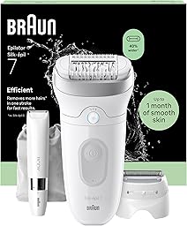 Braun Depiladora Eléctrica Mujer Silk·épil 7 Depiladora Corporal Inalámbrica con Cabezal Ancho, Peine Recortador Y Mini Rasuradora Corporal, Resistente al Agua, Depilación Suave Duradera, 7-441