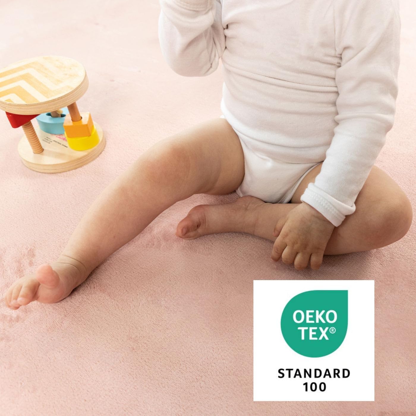 Stylish Coral Velvet Baby Play Mat 60" x 80" Pink – Soft 1" Thick High-Density Memory Foam Nursery Rug – Playmat for Floor with Non-Slip Backing for Crawling & Playing – Non-Toxic, odorless Area Rug