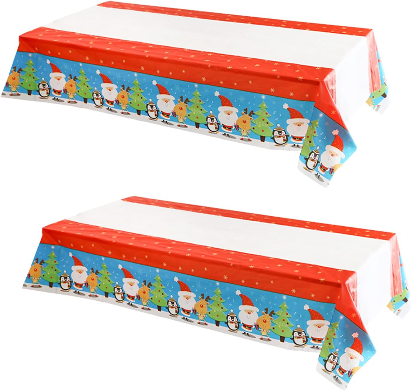2pcs Christmas Table Cloth Disposable Red Paper Tablecloths, 137*274cm