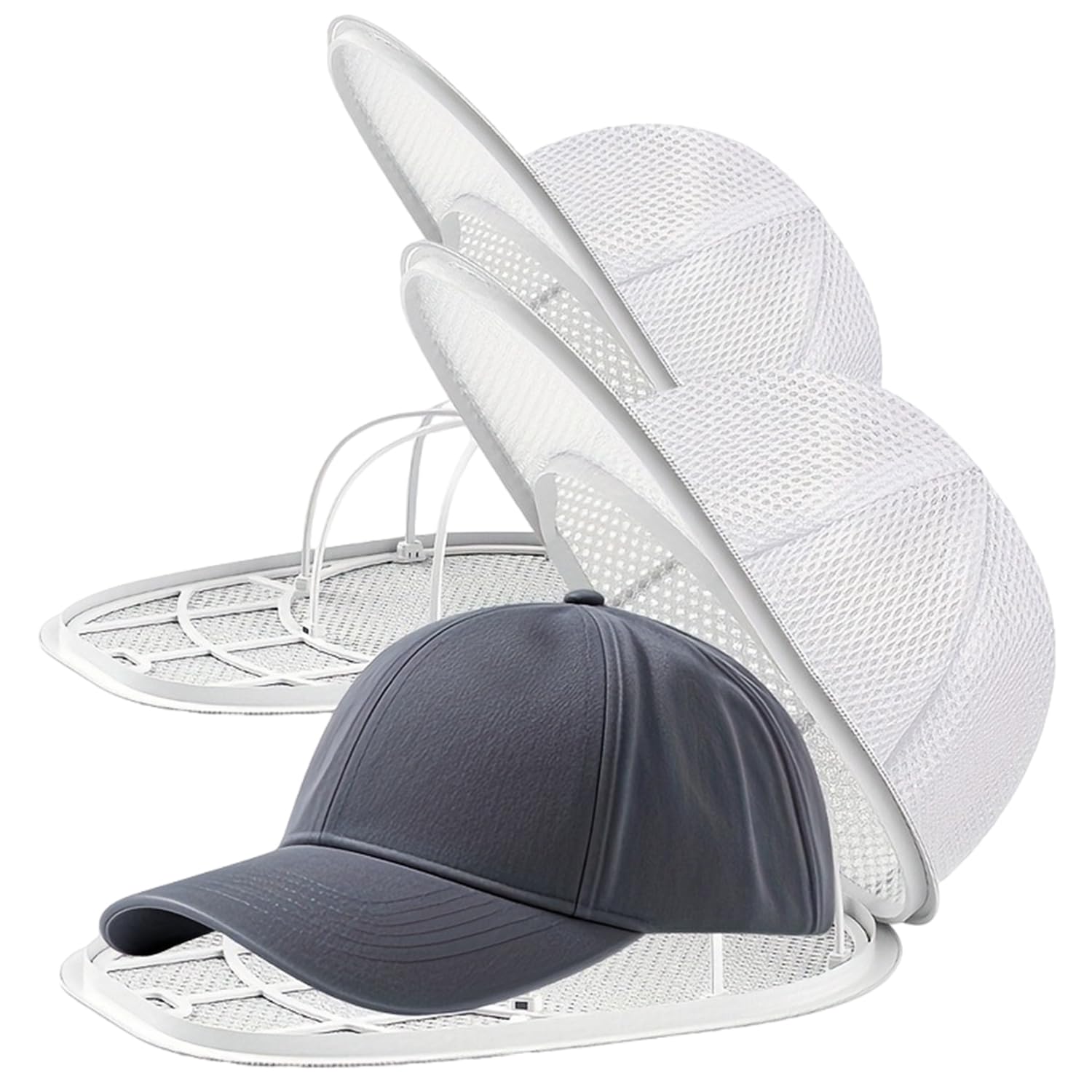 2Pack Foldable Cap Washer for Baseball Caps, Cap Washing Machine Mold with Frame, Cap Washing Rack Protector for Washing Machine, Baseball Cap Washing Rack Accessory