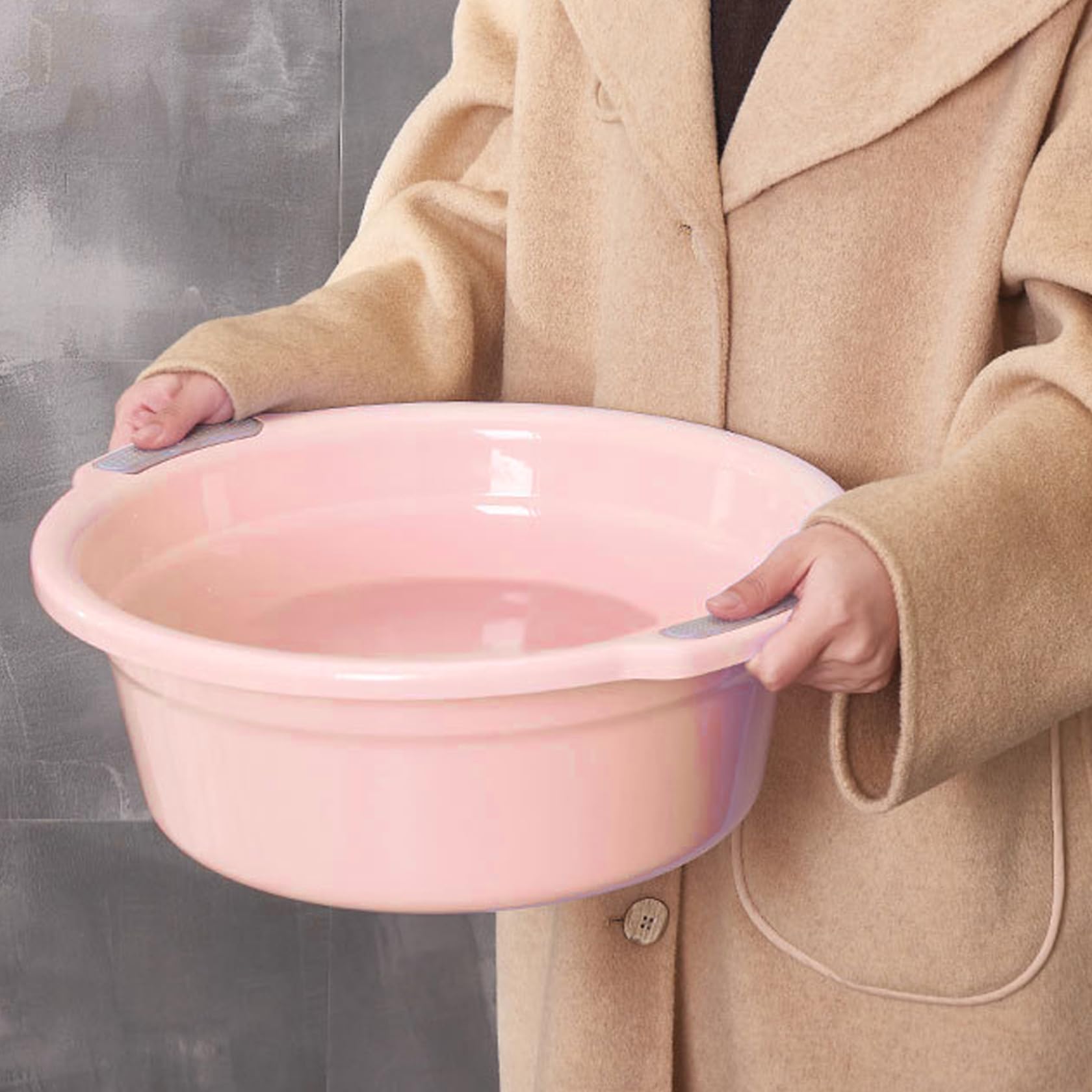 Bassin de lavage du bassin de lavage en plastique épaissi avec double poignées non glissées à glisser pour plats à pied baignoire empilable pour la maison ou les hébergements étudiants (grand)