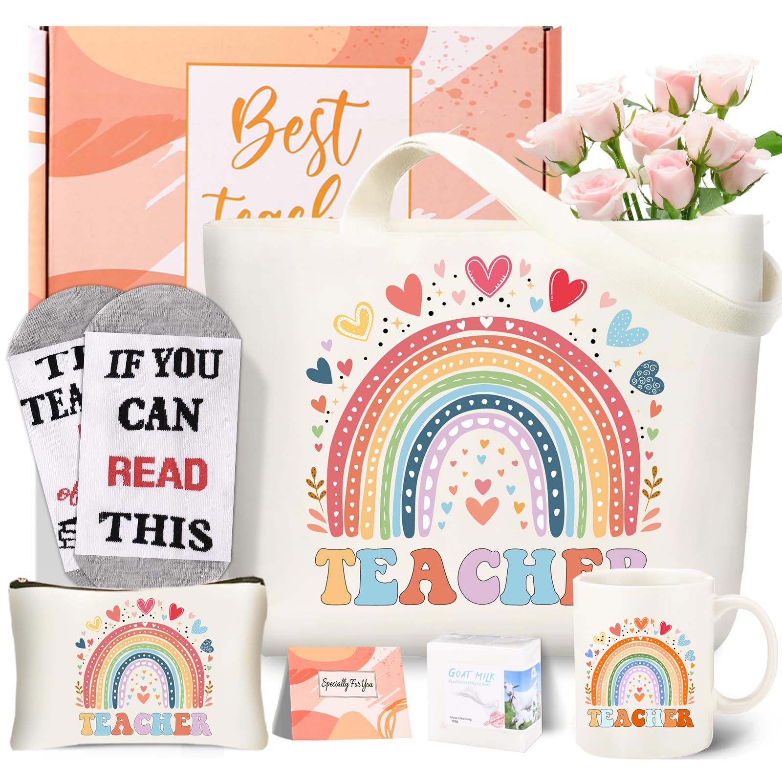 fcaylo Funny Christmas Gifts for Teacher, Canvas Tote Bag Gifts for Women Thank You Birthday Present for teachers