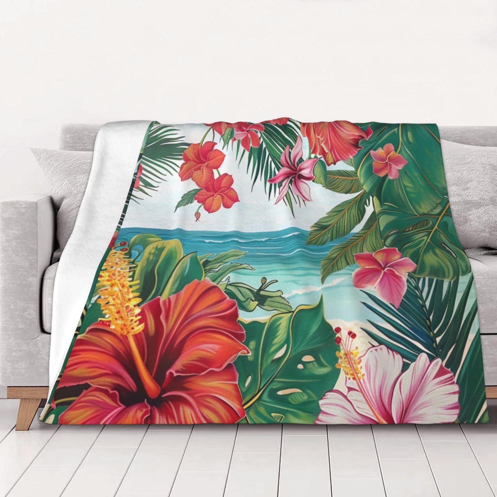 Couverture d'été hawaïenne en flanelle 203x152 cm pour lit