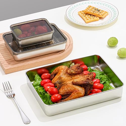 Miniatura 5 de YESBAY Contenedor de queso de acero inoxidable para refrigerador, contenedor de almacenamiento de alimentos con tapa, base elevada, nevera,