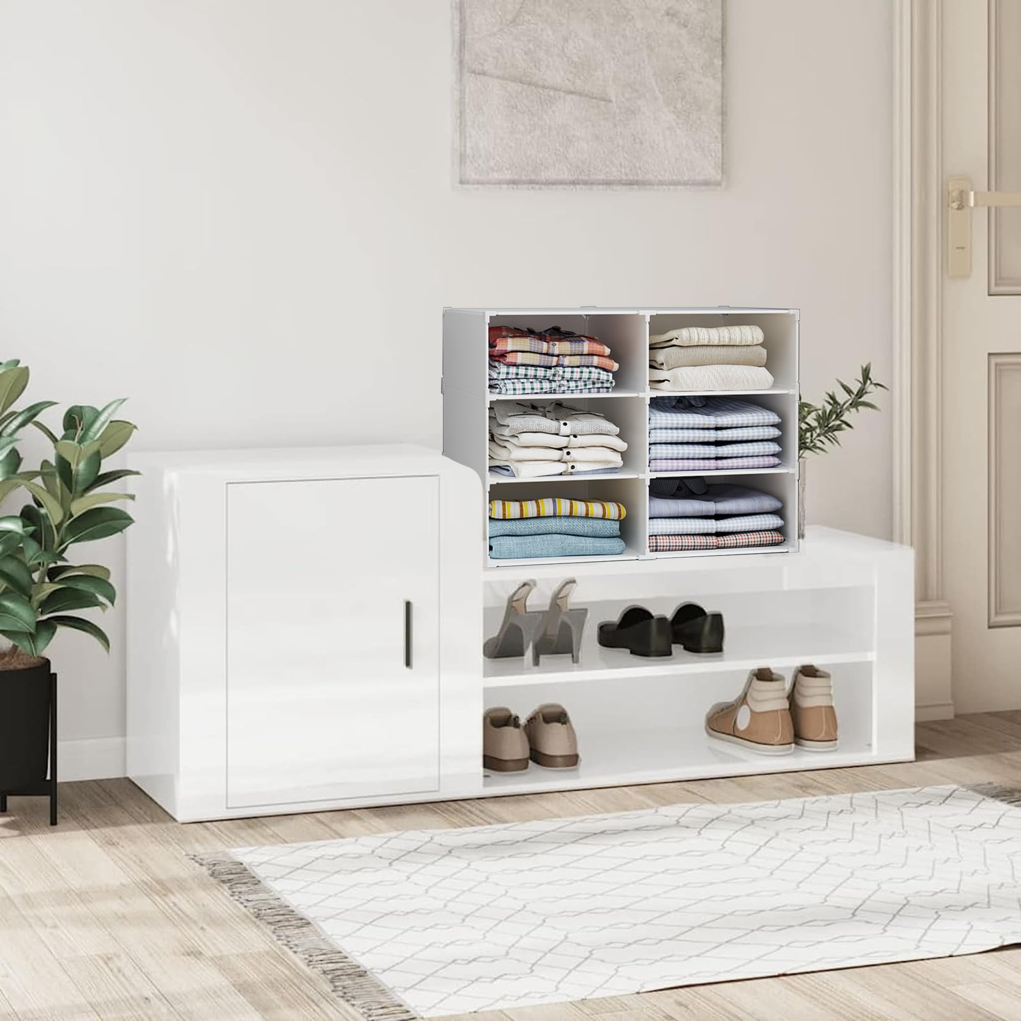 Estantería Modular 6 Módulos Organizador de Ropa para Armario Almacenamiento Hogar