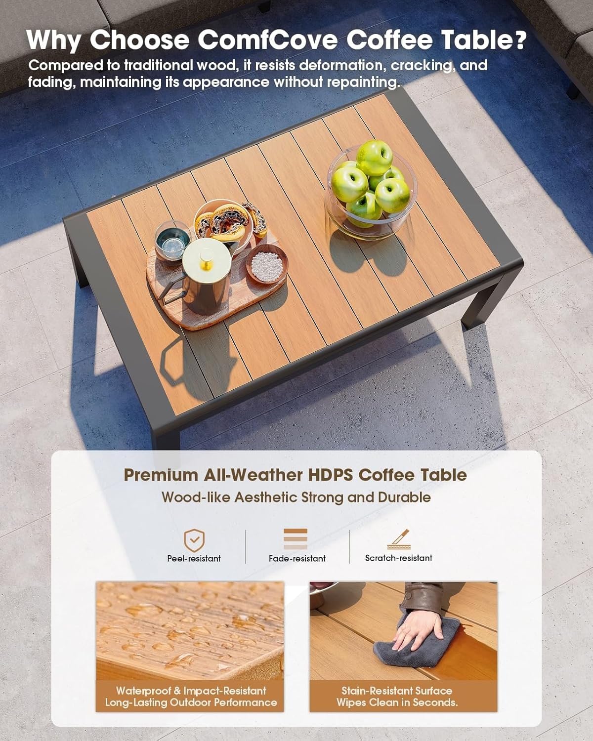 Aluminum Outdoor Patio Furniture Set 8 Seats Sectional Corner Sofa Patio Conversation Set with Coffee Table Washable Cushions Furniture Sets for Porch Balcony Deck(Graphite)