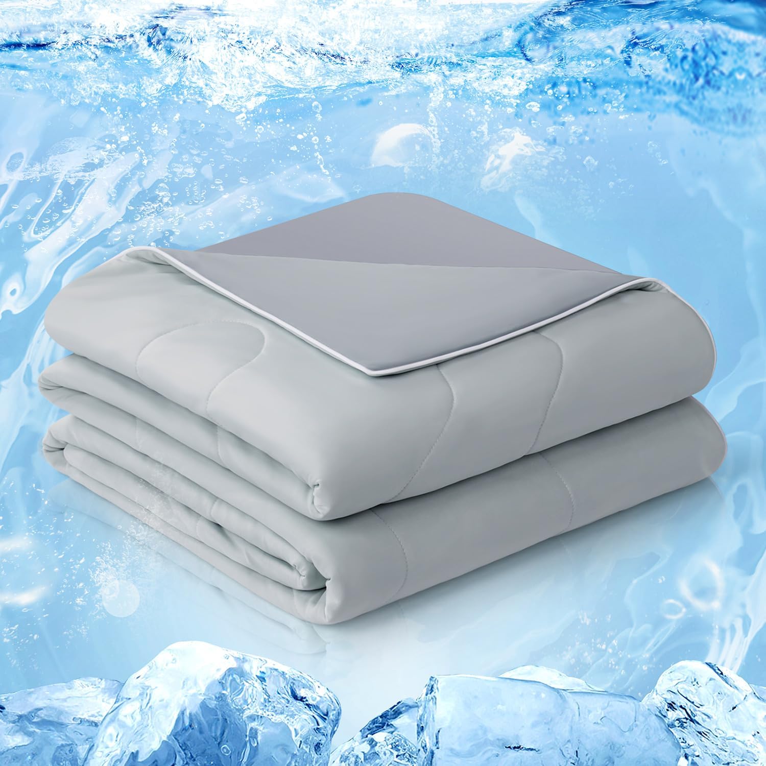 Cooling Comforter Queen, 2026 Cloud-CHILL TECH | Q-MAX 0.45+, Double-Sided Cool Design Soft Fluffy Cooling Blanket for Night Sweats Hot Sleeper(Grey, Queen(90"x90"))