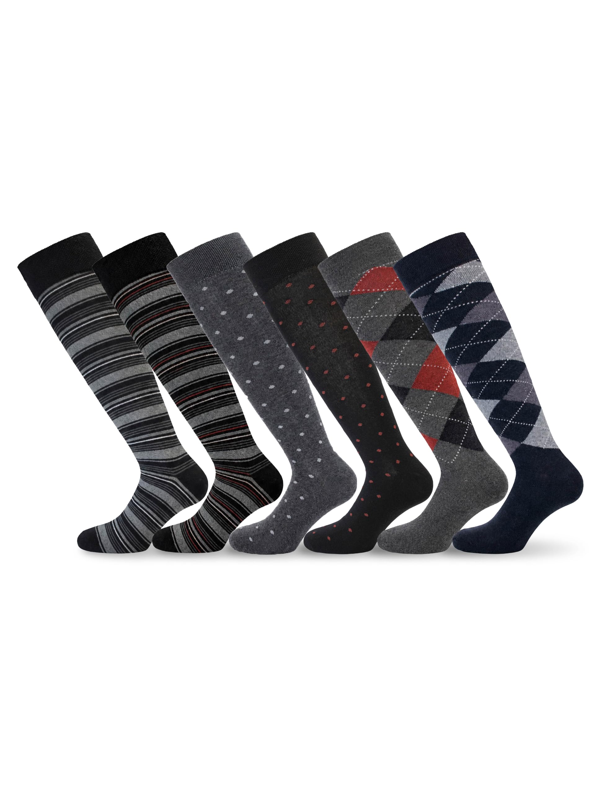 NOLOGO KATIACALZE Calze Termiche Uomo Caldo Cotone, 6 Paia - Calze Lunghe Uomo Cotone, Eleganti Traspiranti Morbide per Ufficio e Uso Quotidiano, 40-45